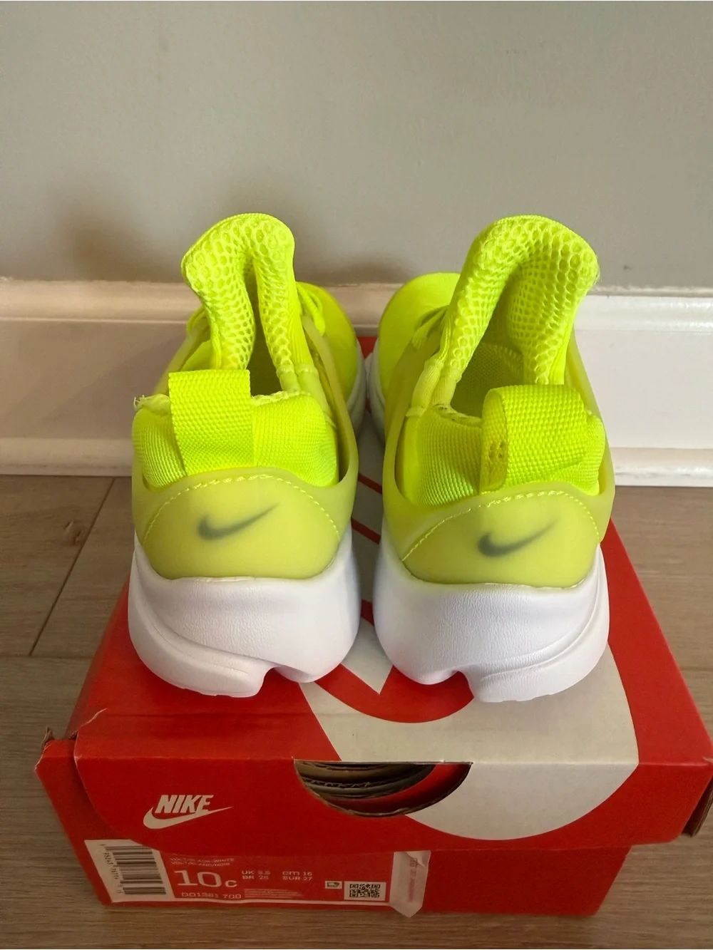 Nike Little Presto Neon Yellow Volt Athletic Slip-On Sneakers
